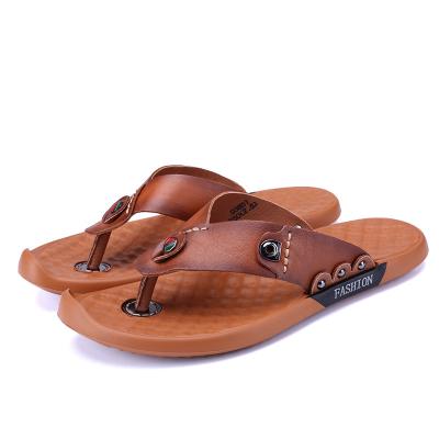 China Leisure Lightweight Beach Summer Leather Flip Flops For Men for sale