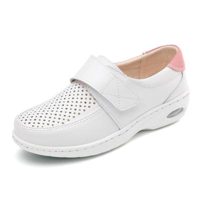 China Antistatic Leather White Nursing Shoes Hospital Nurse Working With Air Cushion Unique Women Nursing Shoes for sale