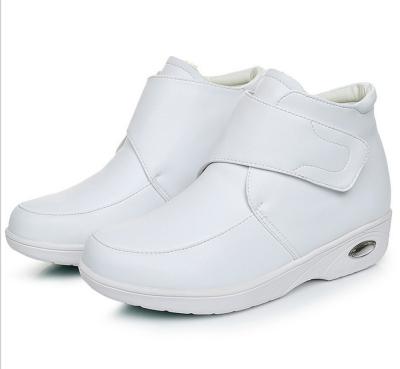 China EVA Air Cushion Anti-Static Unique Hospital Nurse Ankle Boots Working Comfort Leather Trim White Nursing Shoes for sale