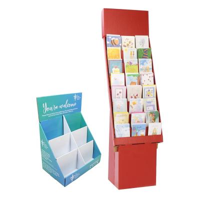 China Recycled Materials Advertising POP Retail Racks Custom Printing Portable Greeting Card Display Rack Promotion Greeting Card Display Stand for sale