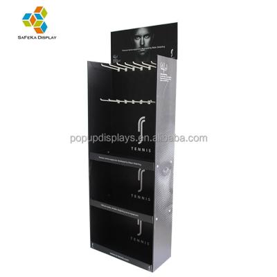 China Supermarkets Storage POS Retail Floor Show Customized Folding Cardboard Display With Peg Hooks for sale