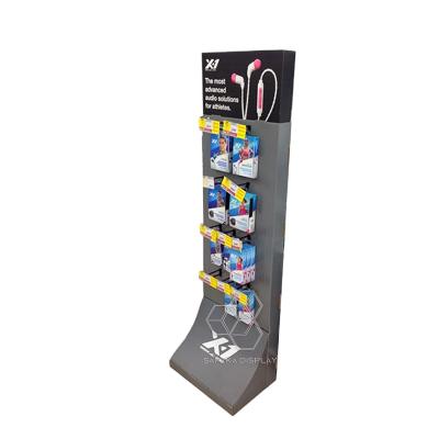 China Foldable Recyclable Creative Retail Standing Hook Paper Display Box Advertising Display Stand Custom Paper Display For Earphone for sale