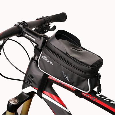 China Waterproof Mobile Phone Holder Bag Bicycle Front Frame Tube Handlebar Bag Mountain Bike Touch Screen Phone Top Bags for sale