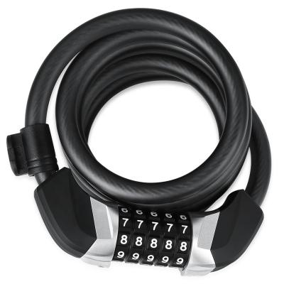 China Security 1.8m High Five Digit Password Spring Cable Lock Bold Steel Bicycle Ring Locks for sale