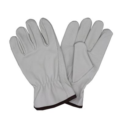 China Custom Logo Driver Muttahida Majlis-e-Amal Safety Leather White Insulated Cowhide Work Protective Truck Driver Safty Gloves for sale