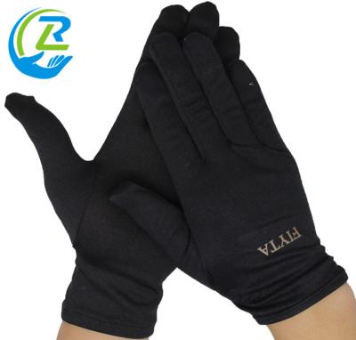 China Catwalk Hotel Riding Black Cotton Gloves With LOGO No Lines 100% Cotton Fabric Gloves for sale