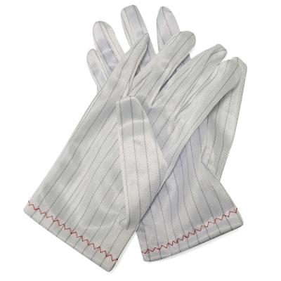 China ESD Gloves White Color Dust Free Lint Free Double Sides Bar Antistatic ESD Polyester Gloves for sale