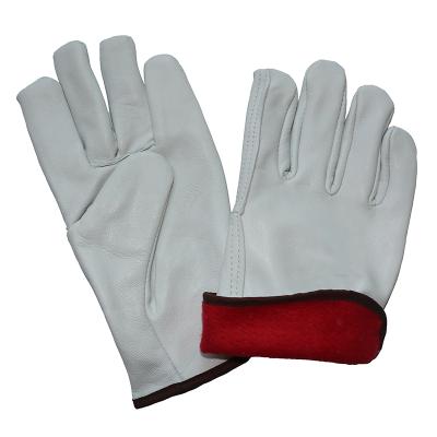 China Hand Protection Winter Warm White Cow Leather Work Motorcycle Hand Gloves Porcelain for sale