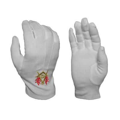 China White Cotton 5017 Hand Embroidered PM Symbol Freemasons After Major Masonic Gloves for sale