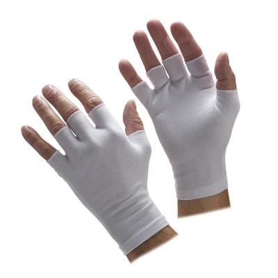 China Cheap uniform 5008 party dress or catwalk 100% cotton white half-finger gloves flexible fingerless eczema work gloves for sale