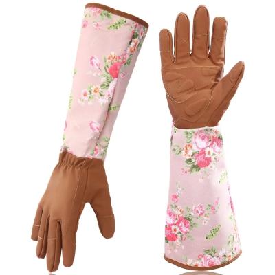 China Gardening Cuff Rose Pruning Garden Gloves Long Working Lawn Chores Thorn Proof Ladies Gardening Gloves Leather with Scissors for sale