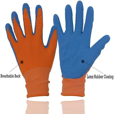 China Anti-Slip Age 3-13 Foam Rubber Coated Kids Gripper Yard Gardening Gloves For Girls Boys for sale