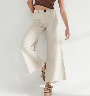 China Anti-wrinkle Women's Loose Casual Cotton Canvas Wide Leg Pants Spring New Fashion Elegant Ladies Pants for sale