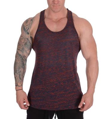 China QUICK DRY bodybuilding fabrics mens tank top racerback solid color custom mens gym slicker for sale