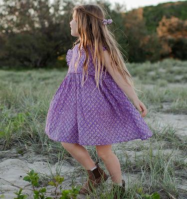 China New Washable Summer Clothing Baby Girl Dress High Quality Custom Vacation Printed Cotton Girl Frill Dress for sale