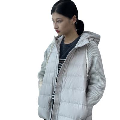 China Hot Sale Breathable and High Quality S/M/L Gray Hooded Design Windproof Keep Warm Goose Down Jacket for sale