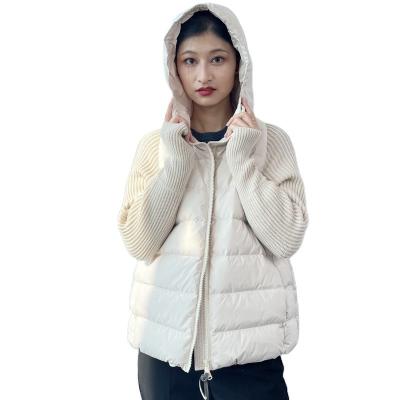 China Factory Price Breathable Cheap Goose Cashmere Down Short Women Cloth Design With Pocket Down Jacket for sale