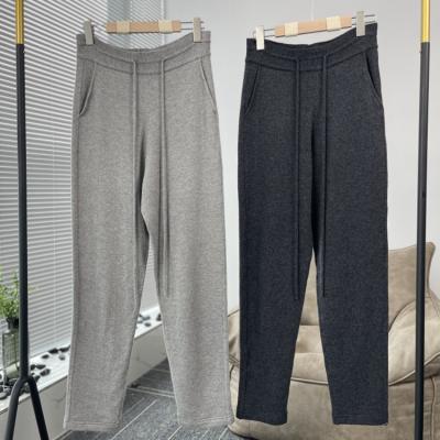 China HOHO new anti-pilling women's autumn and winter LP knitted pure solid color casual mid-waist pants cashmere thin diet pants for sale