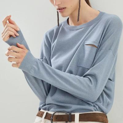 China Anti-pilling 22 new slim fit autumn and winter since oversized cashmere mulberry silk sweater blended thin scheme knit base shirt for sale