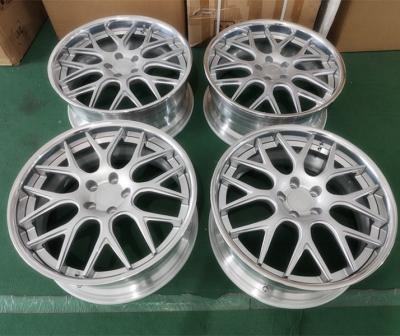 China Aluminum mirror polished lip, center brush disc 2 pcs forged wheel for sale