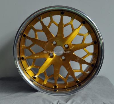 China Brush Gold Clear Aluminum Coat Spoke 3 Pcs Forged Car Wheel for sale