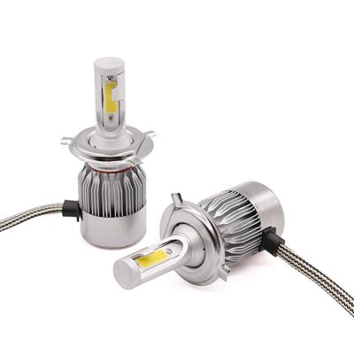 China C6 Housing Diecast Aluminum Car Led Headlight H4 6000k Ultra White COB 12-24V Led Light for sale