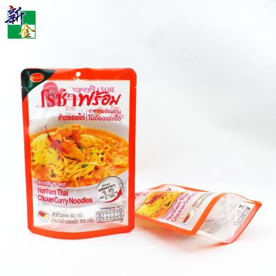 China Barrier Instant Food Packaging Microwavable Transparencies Stand Up Pouch Polythene Plastic Bags For Noodles for sale