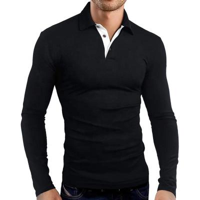 China Fashion Cotton Polo Shirt Spring Autumn Men's Casual Solid Color Tour QUICK DRY Bottom Long Sleeve Top Men Plus Size New for sale