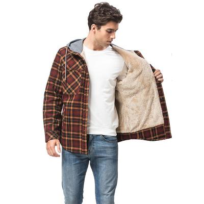 China Wholesale Ramax Plaid Shirt Windproof Fleece Plus Size Men's Winter Cotton Windproof Warm Hooded Jackets Jackets for sale