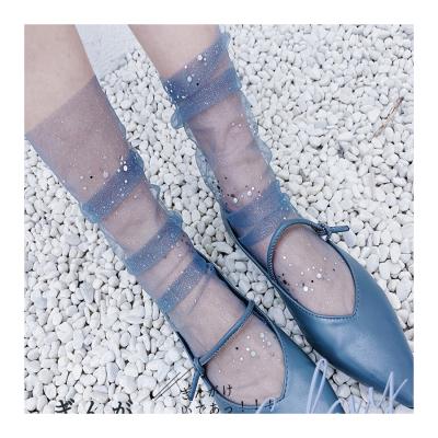 China Wholesale Anti-foul Summer 100% Tulle Nylon Socks Glitter Socks For Women for sale