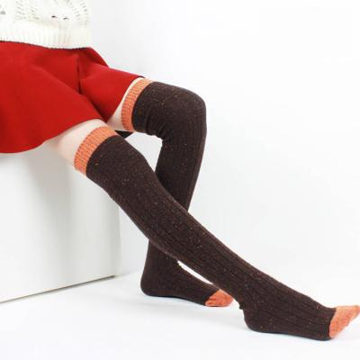 China Antibacterial Winter Over The Knee Rabbit Wool Socks Women Shiny Thigh High Socks for sale