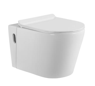 China 2020 Wholesale Automatic Operation White Ceramic Rimless Wall Hung Toilet For Bathroom for sale