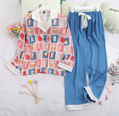 China Best-selling Autumn Cotton Long Sleeve Cute Cartoon Sleepwear SHINY QUICK DRY Pajamas Women Clothing for sale