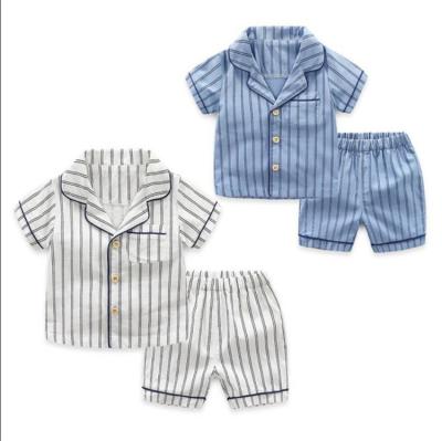 China Good Quality Kids Summer Stripe Cotton Sleepwear QUICK DRY SHINY Sets Customize Kids Pajamas Set for sale