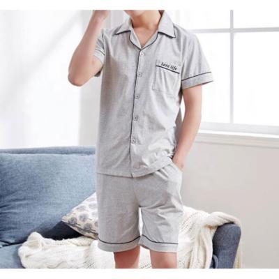 China Pajamas Set Breathable Short Top And Cheap Mens Satin Pajamas Summer New Arrival Cotton Sleeve Designer Men Pajamas for sale