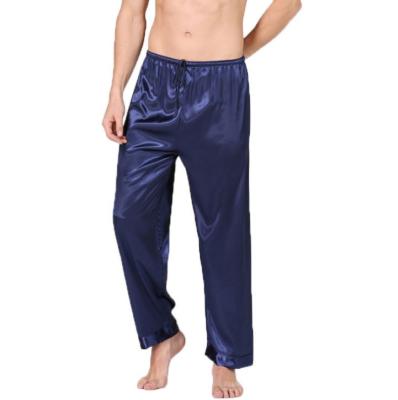 China Best Design QUICK DRY GLOSSY Mens Summer Solid Color Soft Ice Silk Satin Pajamas Long Pants Lounge Pants for sale