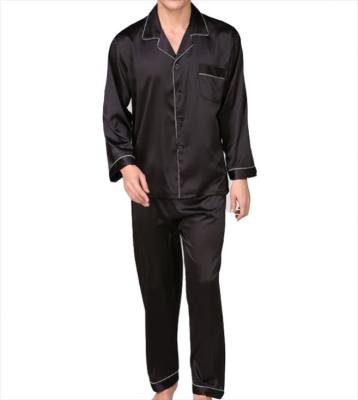 China Fashionable New QUICK DRY Autumn Long Sleeve Solid Color Pajamas Satin Sleepwear Set Mens Homewear Sleepwear for Men for sale