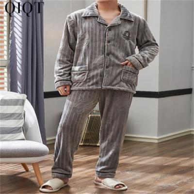 China Lowest Price Men's Autumn Winter Flannel Homewear Thickened Breathable Warmth Plus Size Velvet Pajamas Women's Sleepwear for sale