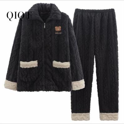 China 2021 winter thickened flannel QUICK DRY fashionable two-piece pajamas set warm men's casual home wear sleepwear for sale