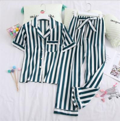 China wholesale wSHININGn QUICK DRY stripe pajamas set solid silk sleepwear sets 2020 for sale