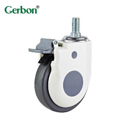 China Factory price high quality modern medical 3/4/5 inch thread stem caster with brake for hospital bed for sale