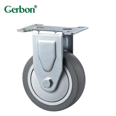 China Rigid Gray TPR PVC PU Fix Castor Wheel Medium Duty Industrial Caster for sale