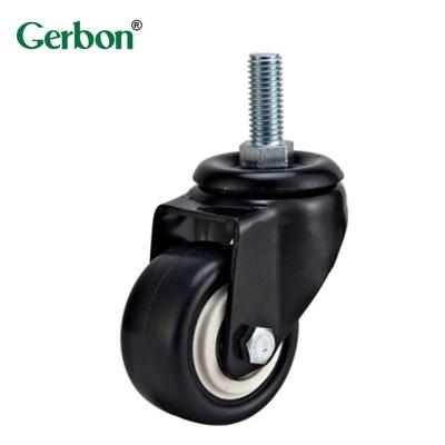 China Light Duty Swivel Black PU Caster Swivel Rolling Caster Wheel 1.5