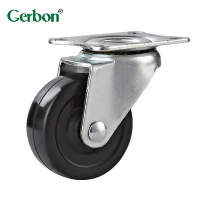 China Light Duty Rubber Swivel Caster Black Diameter 40/50/65/75/100mm for sale