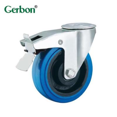 China Rigid High Quality Industrial Caster Wheels Elastic Rubber Casters for sale