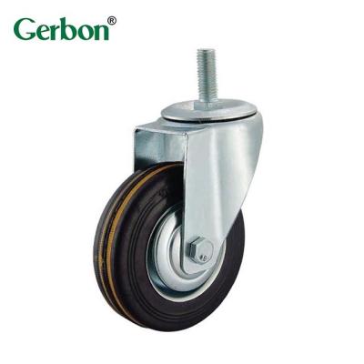 China SWIVEL Black Rubber Swivel Casters Wheels Industrial Threaded Caster Wheel for sale