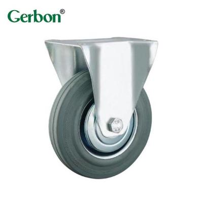 China Rigid Gray Black Rubber Casters Industrial Caster Wheel Trolley Hand Casters Wheels for sale