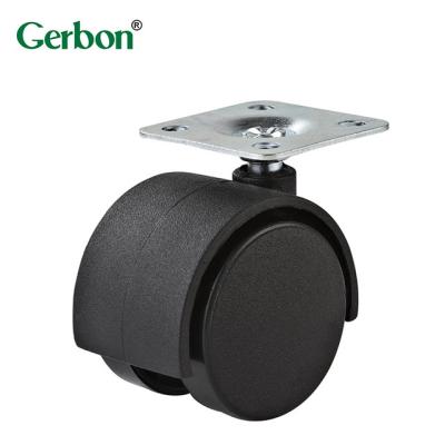 China Black Traditional Classic Professional Nylon Twin Swivel Caster Wheel Chair Furniture Design Flat Top Furniture Caster for sale