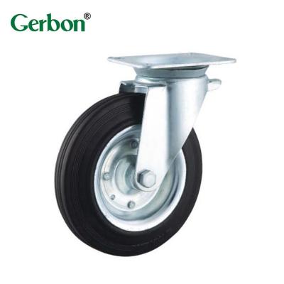 China PIVOT heavy duty high quality flat rubber wheelie bin caster 160mm 200mm swivel black or gray rubber wheel for sale