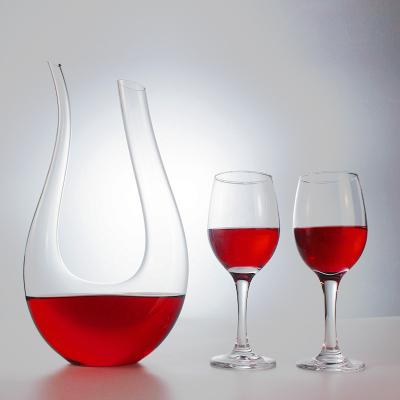 China Na Amazon Top Selling Red Wine Decanter U Shape Crystal Wine Decanter Set for sale